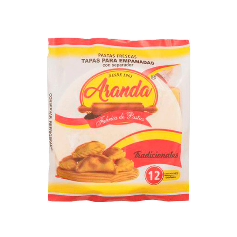 TAPAS P/EMPANADAS ARANDA TRADICIONALES 1U X 12TAP CAJA 60 D