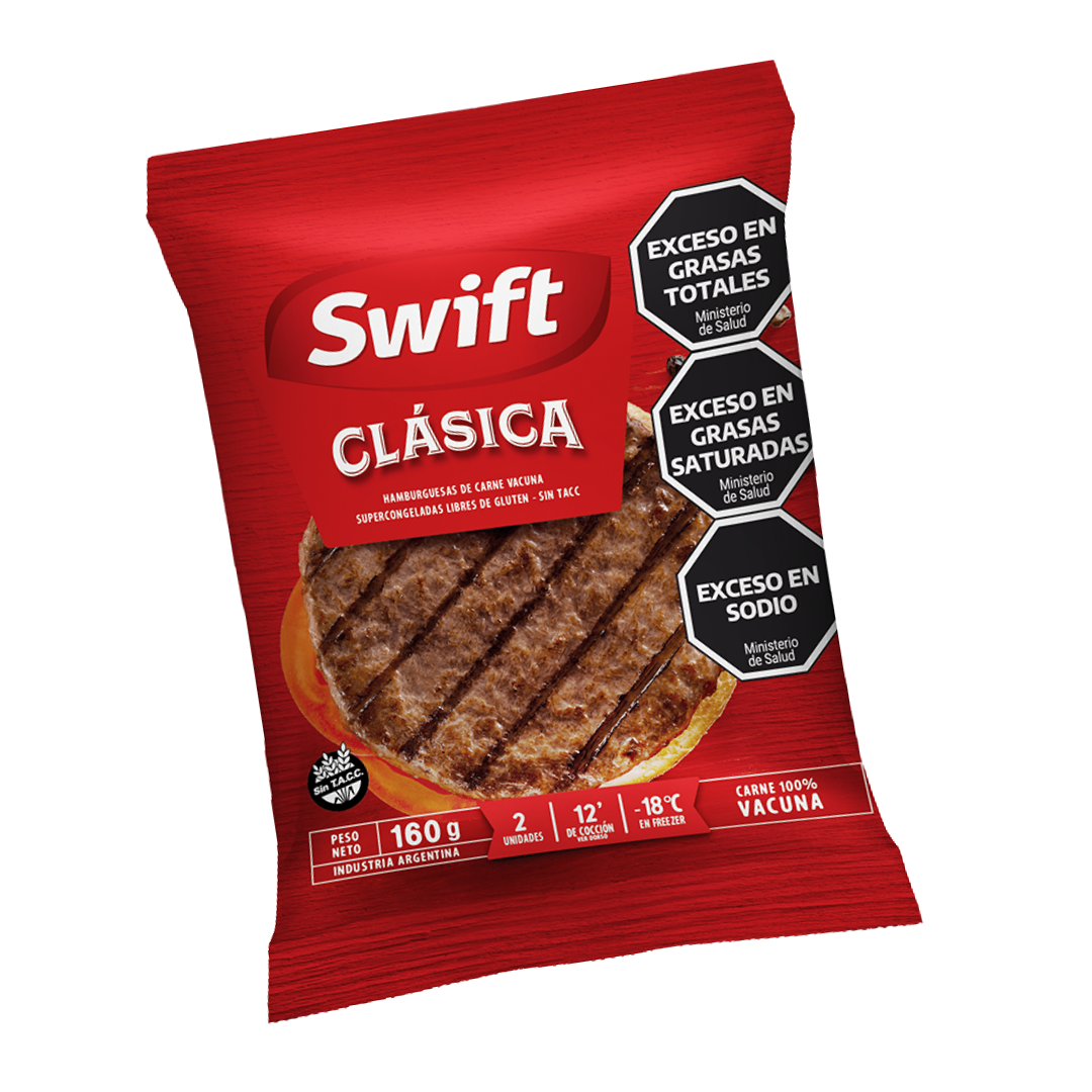 HAMBURGUESAS CLASICA SWIFT 2U X 160 GRS BULTO 30 P