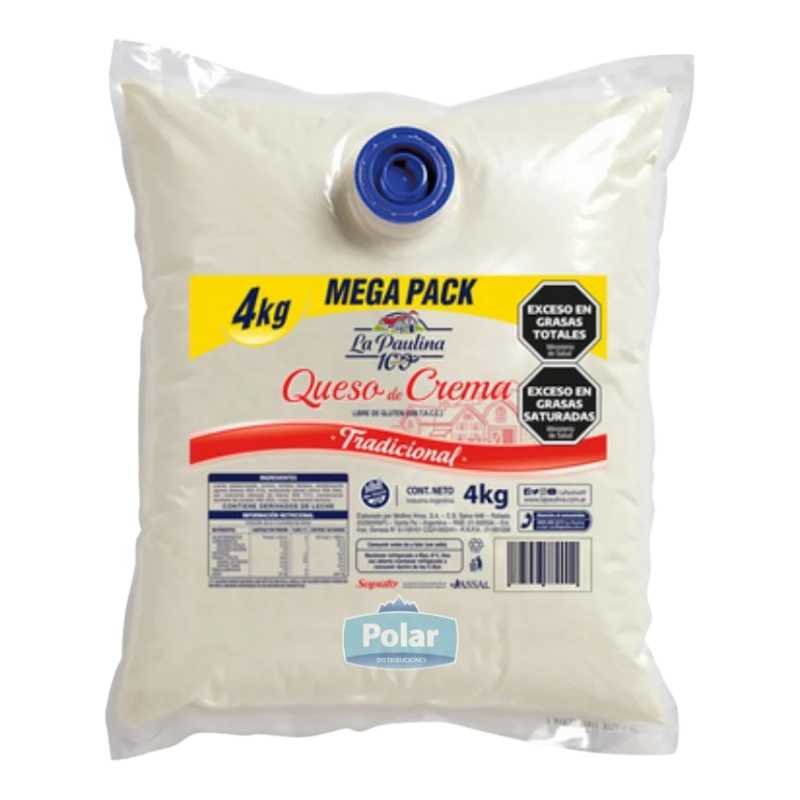 QUESO CREMA ENT. POUCH 4 KG CAJA 4 UNID