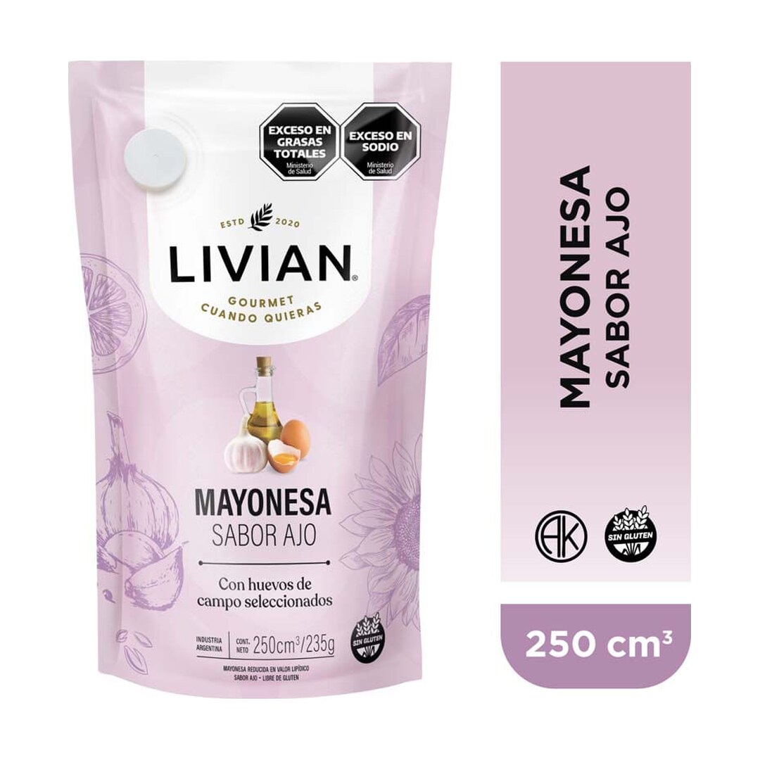 MAYONESA SAVOR AJO LIVIAN X 250CC CAJA 12 UNID