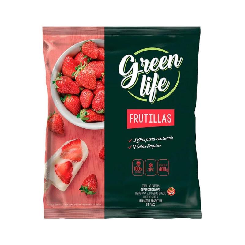 FRUTILLAS IQF GREEN LIFE 400 GRS BULTO 20 UNID