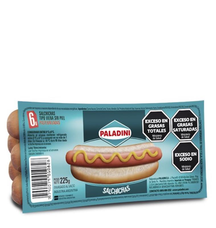 SALCHICHA PALADINI 6U X 225 GRS CAJA 24 P