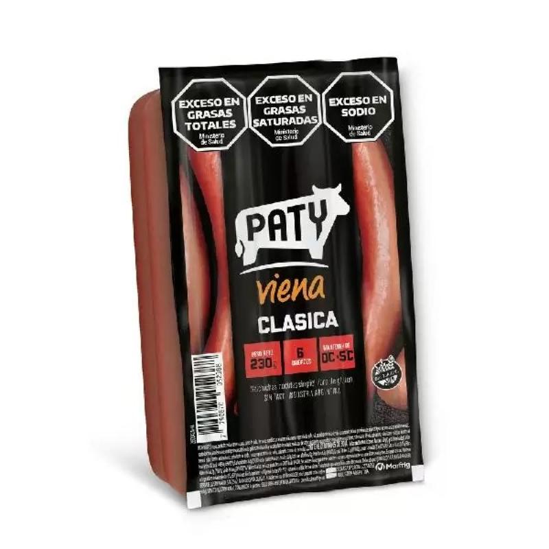 SALCHICHA COCIDA SIN PIEL PATYVIENA 6U X 230 GRS BULTO 20 P