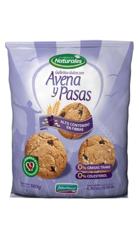 GALLETAS ALIM NAT AVENA Y PASAS 12 X 180GRS MARINOZZI