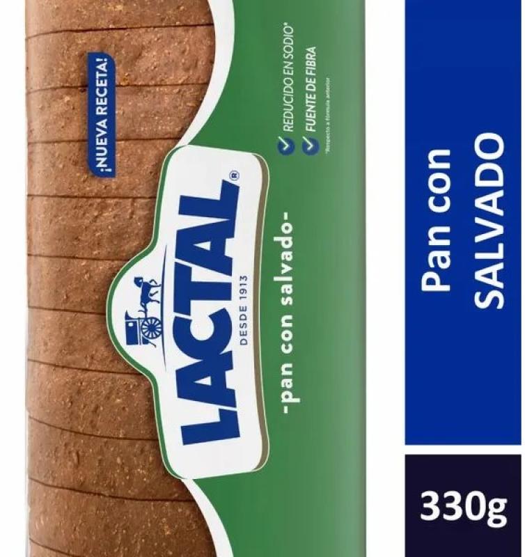 PAN SALVADO LACTAL 330 GRS  CAJA 18 UNID
